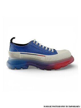 Alexander Mcqueen Men Tread Slick Blue & Red Low Top Sneakers EU 43.5  US 10.5